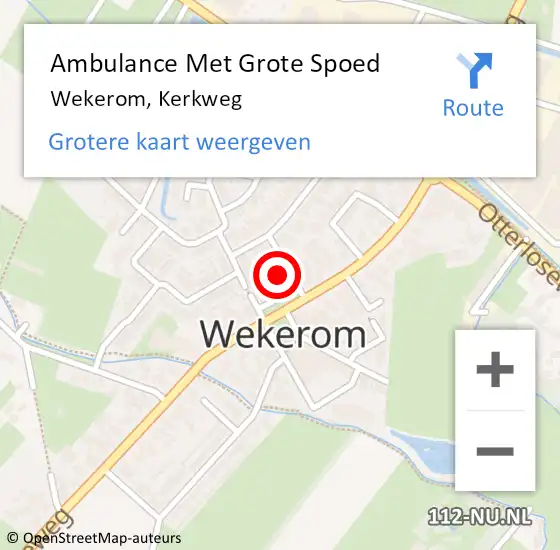 Locatie op kaart van de 112 melding: Ambulance Met Grote Spoed Naar Wekerom, Kerkweg op 25 maart 2017 15:16