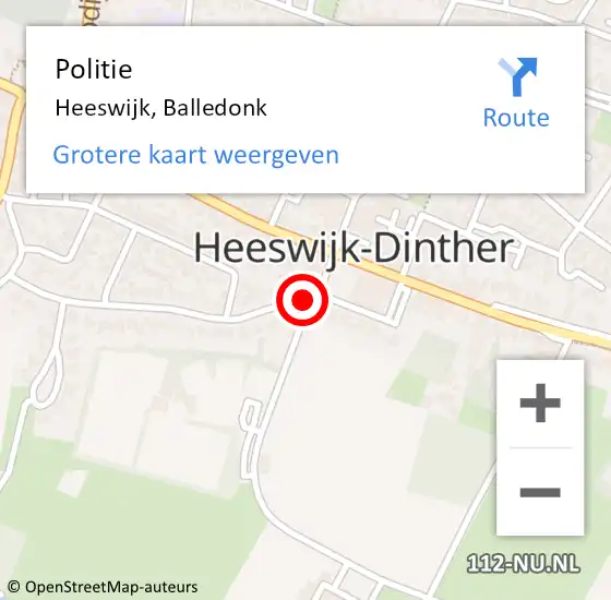 Locatie op kaart van de 112 melding: Politie Heeswijk, Balledonk op 25 maart 2017 15:21