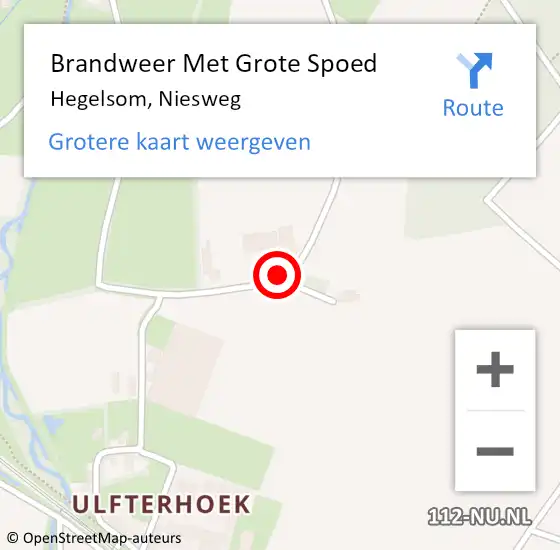 Locatie op kaart van de 112 melding: Brandweer Met Grote Spoed Naar Hegelsom, Niesweg op 25 maart 2017 15:29