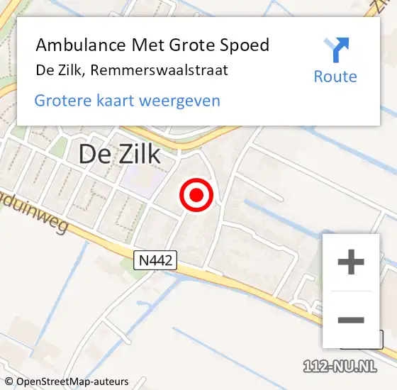 Locatie op kaart van de 112 melding: Ambulance Met Grote Spoed Naar De Zilk, Remmerswaalstraat op 25 maart 2017 15:54