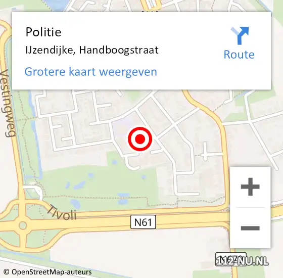Locatie op kaart van de 112 melding: Politie IJzendijke, Handboogstraat op 25 maart 2017 16:15