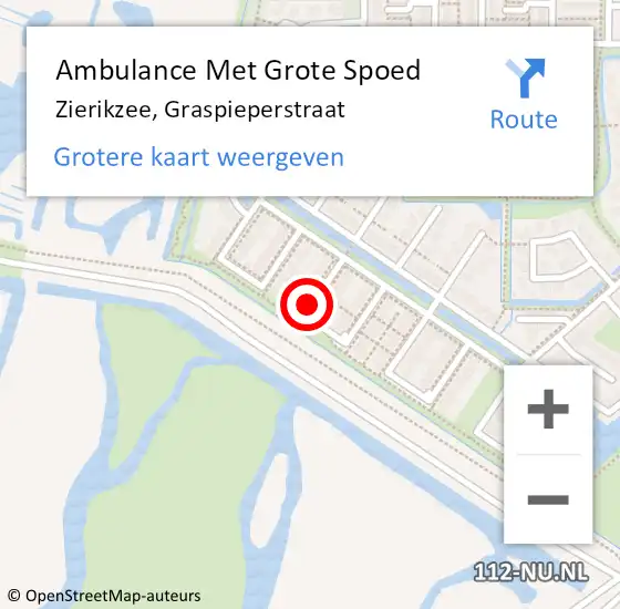 Locatie op kaart van de 112 melding: Ambulance Met Grote Spoed Naar Zierikzee, Graspieperstraat op 25 maart 2017 16:20