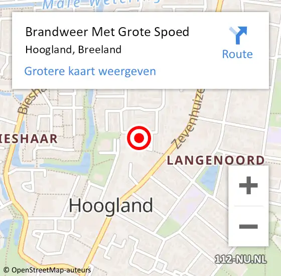 Locatie op kaart van de 112 melding: Brandweer Met Grote Spoed Naar Hoogland, Breeland op 25 maart 2017 16:37