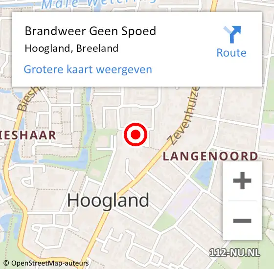 Locatie op kaart van de 112 melding: Brandweer Geen Spoed Naar Hoogland, Breeland op 25 maart 2017 16:37