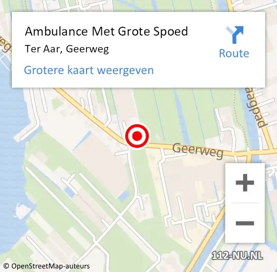 Locatie op kaart van de 112 melding: Ambulance Met Grote Spoed Naar Ter Aar, Geerweg op 25 maart 2017 16:38