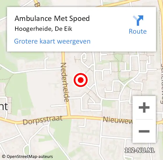 Locatie op kaart van de 112 melding: Ambulance Met Spoed Naar Hoogerheide, De Eik op 25 maart 2017 17:00