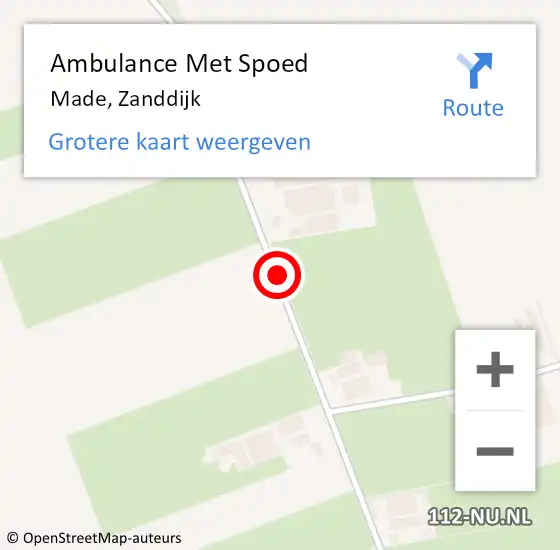 Locatie op kaart van de 112 melding: Ambulance Met Spoed Naar Made, Zanddijk op 25 maart 2017 17:05