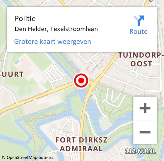 Locatie op kaart van de 112 melding: Politie Den Helder, Texelstroomlaan op 25 maart 2017 17:16