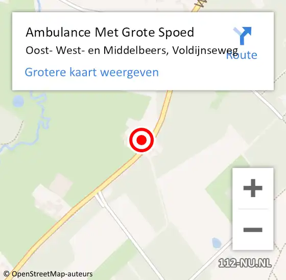 Locatie op kaart van de 112 melding: Ambulance Met Grote Spoed Naar Oost- West- en Middelbeers, Voldijnseweg op 25 maart 2017 17:43