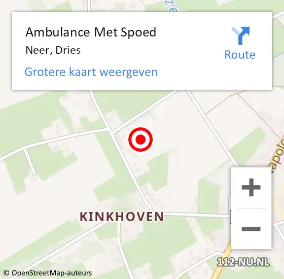 Locatie op kaart van de 112 melding: Ambulance Met Spoed Naar Neer, Dries op 25 maart 2017 18:22