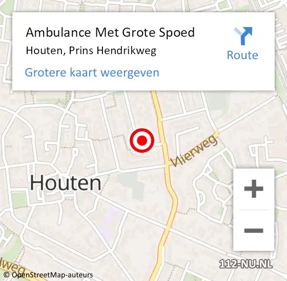 Locatie op kaart van de 112 melding: Ambulance Met Grote Spoed Naar Houten, Prins Hendrikweg op 25 maart 2017 18:23