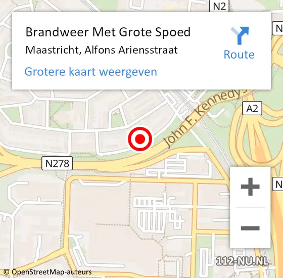 Locatie op kaart van de 112 melding: Brandweer Met Grote Spoed Naar Maastricht, Alfons Ariensstraat op 25 maart 2017 18:28