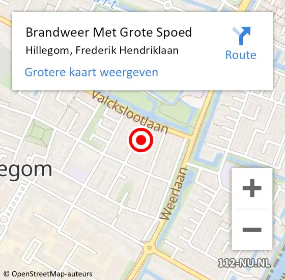 Locatie op kaart van de 112 melding: Brandweer Met Grote Spoed Naar Hillegom, Frederik Hendriklaan op 25 maart 2017 18:58