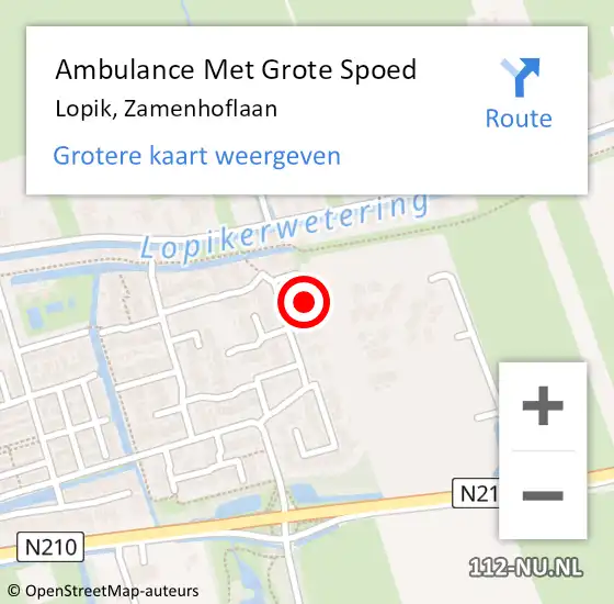 Locatie op kaart van de 112 melding: Ambulance Met Grote Spoed Naar Lopik, Zamenhoflaan op 25 maart 2017 19:26