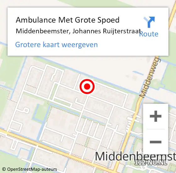 Locatie op kaart van de 112 melding: Ambulance Met Grote Spoed Naar Middenbeemster, Johannes Ruijterstraat op 25 maart 2017 19:28