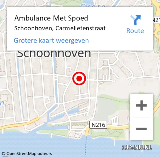 Locatie op kaart van de 112 melding: Ambulance Met Spoed Naar Schoonhoven, Carmelietenstraat op 25 maart 2017 20:00