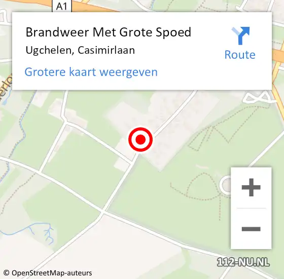 Locatie op kaart van de 112 melding: Brandweer Met Grote Spoed Naar Ugchelen, Casimirlaan op 25 maart 2017 20:05