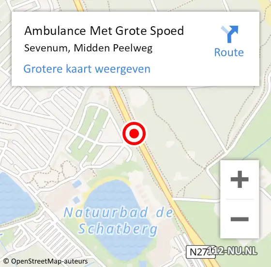 Locatie op kaart van de 112 melding: Ambulance Met Grote Spoed Naar Sevenum, Midden Peelweg op 25 maart 2017 20:23