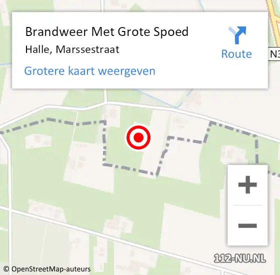 Locatie op kaart van de 112 melding: Brandweer Met Grote Spoed Naar Halle, Marssestraat op 25 maart 2017 21:09