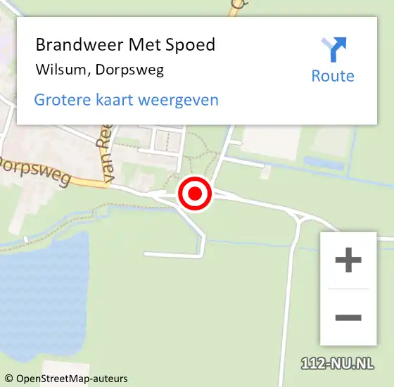 Locatie op kaart van de 112 melding: Brandweer Met Spoed Naar Wilsum, Dorpsweg op 25 maart 2017 21:15