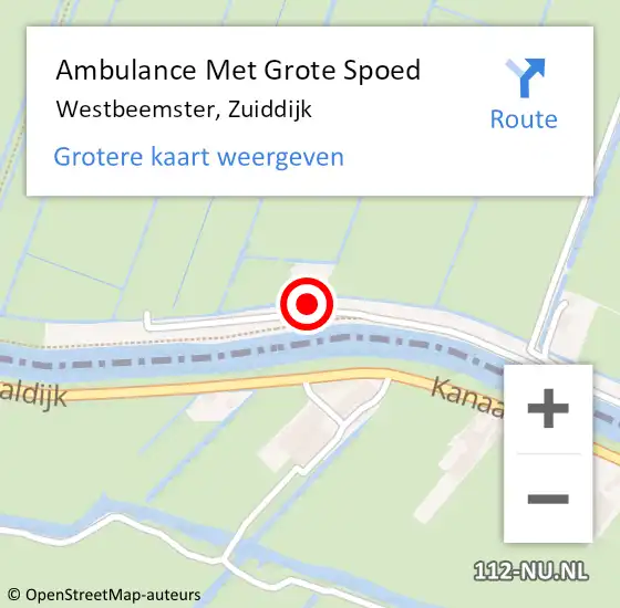 Locatie op kaart van de 112 melding: Ambulance Met Grote Spoed Naar Westbeemster, Zuiddijk op 25 maart 2017 22:06
