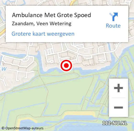 Locatie op kaart van de 112 melding: Ambulance Met Grote Spoed Naar Zaandam, Veen Wetering op 25 maart 2017 22:13