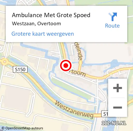 Locatie op kaart van de 112 melding: Ambulance Met Grote Spoed Naar Westzaan, Overtoom op 25 maart 2017 22:40