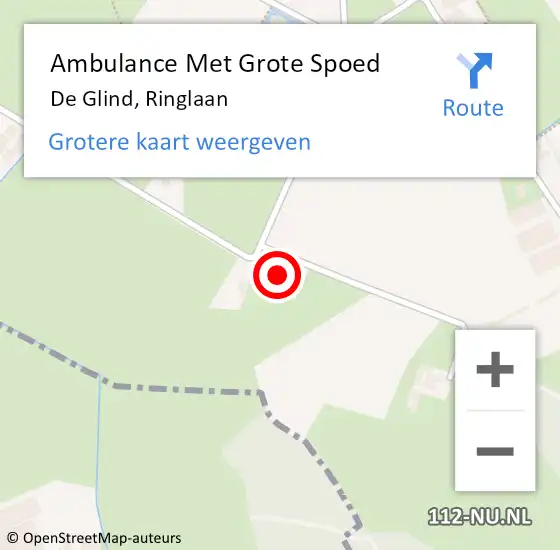 Locatie op kaart van de 112 melding: Ambulance Met Grote Spoed Naar De Glind, Ringlaan op 25 maart 2017 23:58