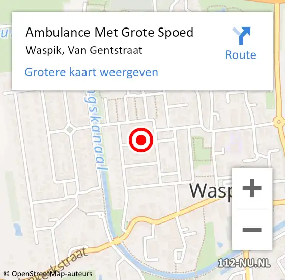 Locatie op kaart van de 112 melding: Ambulance Met Grote Spoed Naar Waspik, Van Gentstraat op 26 maart 2017 00:02