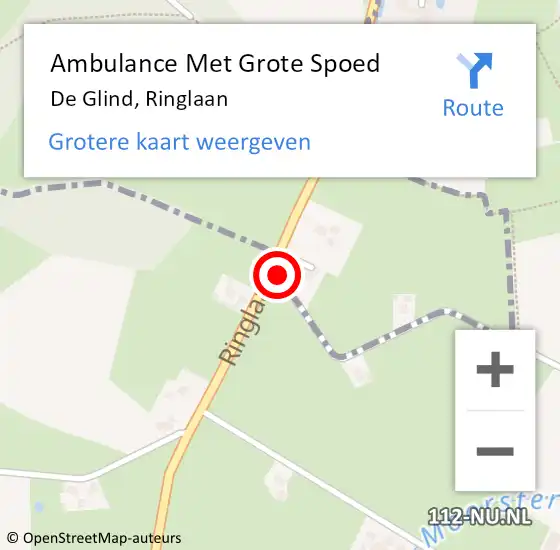 Locatie op kaart van de 112 melding: Ambulance Met Grote Spoed Naar De Glind, Ringlaan op 26 maart 2017 00:12