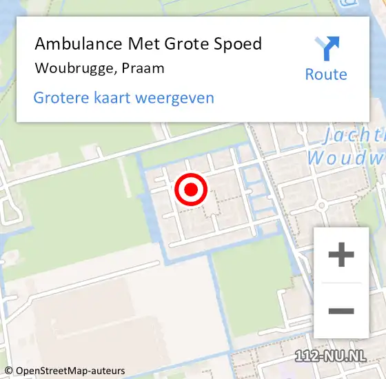 Locatie op kaart van de 112 melding: Ambulance Met Grote Spoed Naar Woubrugge, Praam op 26 maart 2017 03:24