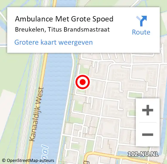 Locatie op kaart van de 112 melding: Ambulance Met Grote Spoed Naar Breukelen, Titus Brandsmastraat op 26 maart 2017 04:39