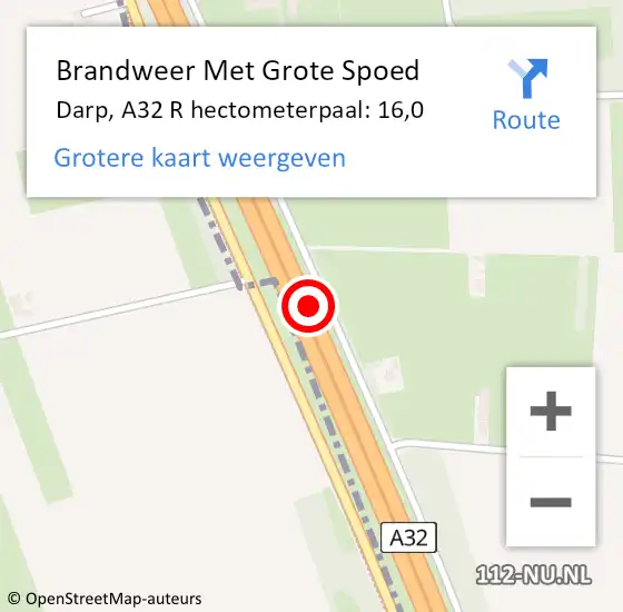 Locatie op kaart van de 112 melding: Brandweer Met Grote Spoed Naar Darp, A32 R hectometerpaal: 16,0 op 26 maart 2017 04:41