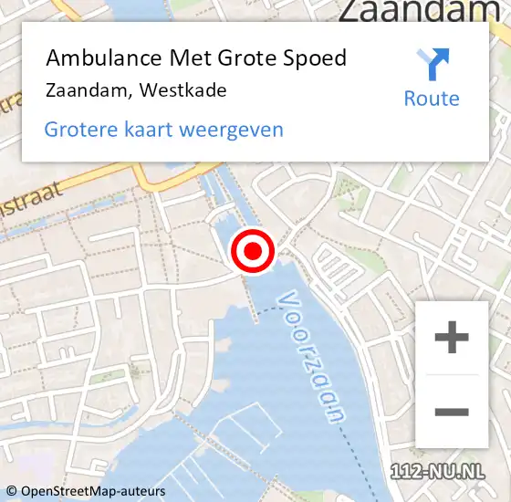 Locatie op kaart van de 112 melding: Ambulance Met Grote Spoed Naar Zaandam, Westkade op 26 maart 2017 05:19