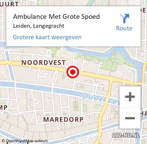 Locatie op kaart van de 112 melding: Ambulance Met Grote Spoed Naar Leiden, Langegracht op 26 maart 2017 05:39