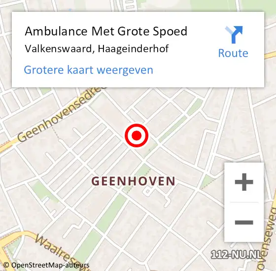 Locatie op kaart van de 112 melding: Ambulance Met Grote Spoed Naar Valkenswaard, Haageinderhof op 26 maart 2017 05:51