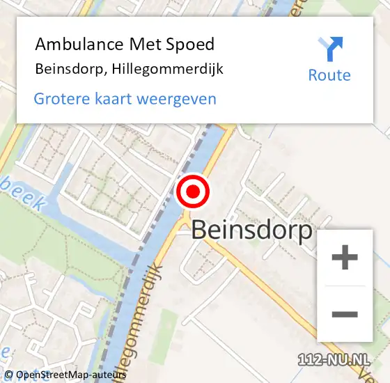 Locatie op kaart van de 112 melding: Ambulance Met Spoed Naar Beinsdorp, Hillegommerdijk op 26 maart 2017 06:56