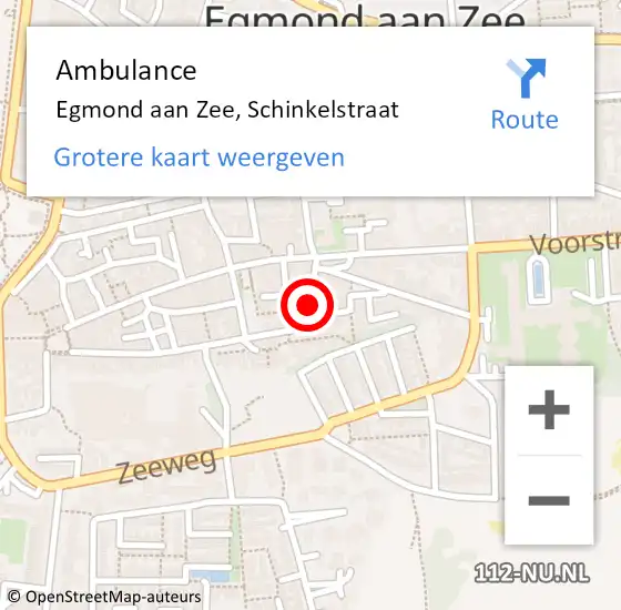 Locatie op kaart van de 112 melding: Ambulance Egmond aan Zee, Schinkelstraat op 15 januari 2014 08:15