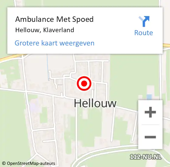 Locatie op kaart van de 112 melding: Ambulance Met Spoed Naar Hellouw, Klaverland op 26 maart 2017 09:02