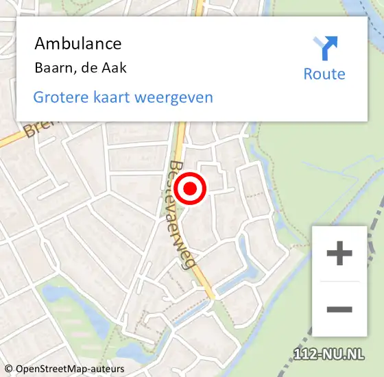 Locatie op kaart van de 112 melding: Ambulance Baarn, de Aak op 26 maart 2017 09:10