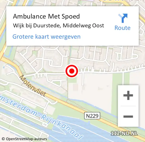 Locatie op kaart van de 112 melding: Ambulance Met Spoed Naar Wijk bij Duurstede, Middelweg Oost op 26 maart 2017 10:07