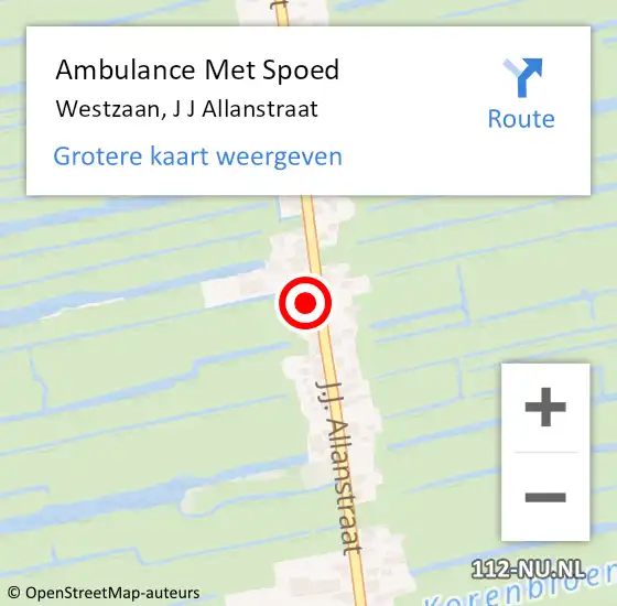 Locatie op kaart van de 112 melding: Ambulance Met Spoed Naar Westzaan, J J Allanstraat op 26 maart 2017 10:16