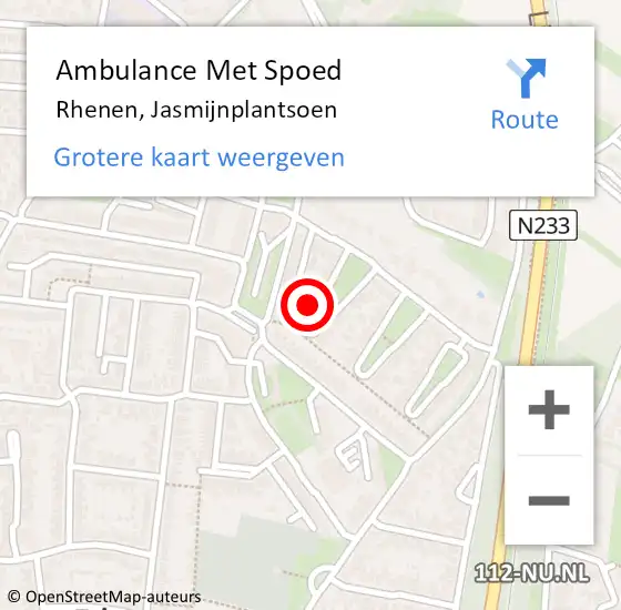 Locatie op kaart van de 112 melding: Ambulance Met Spoed Naar Rhenen, Jasmijnplantsoen op 26 maart 2017 10:20