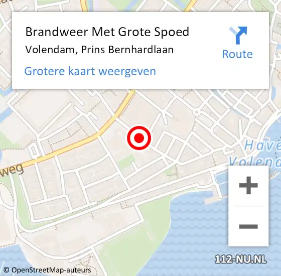 Locatie op kaart van de 112 melding: Brandweer Met Grote Spoed Naar Volendam, Prins Bernhardlaan op 26 maart 2017 10:38