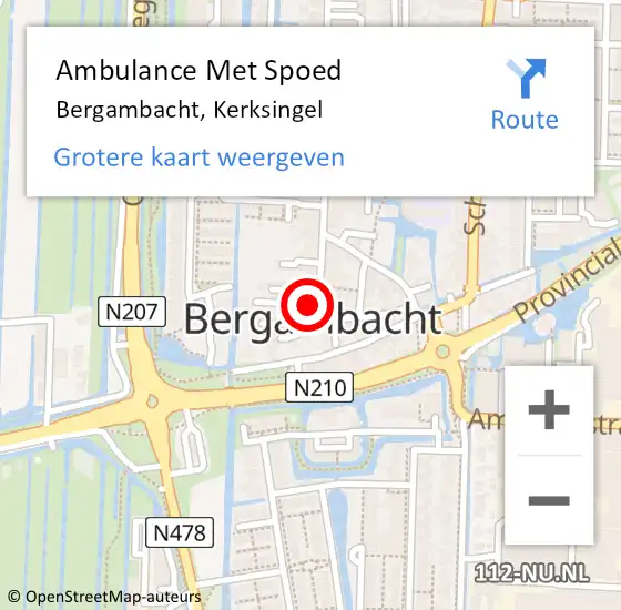Locatie op kaart van de 112 melding: Ambulance Met Spoed Naar Bergambacht, Kerksingel op 26 maart 2017 10:48