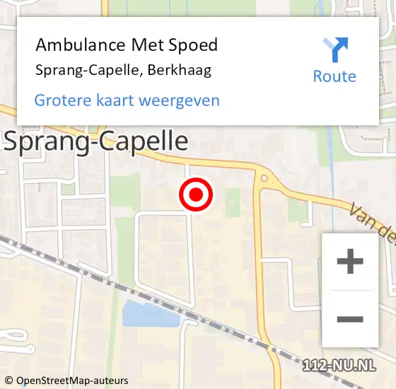 Locatie op kaart van de 112 melding: Ambulance Met Spoed Naar Sprang-Capelle, Berkhaag op 26 maart 2017 11:09