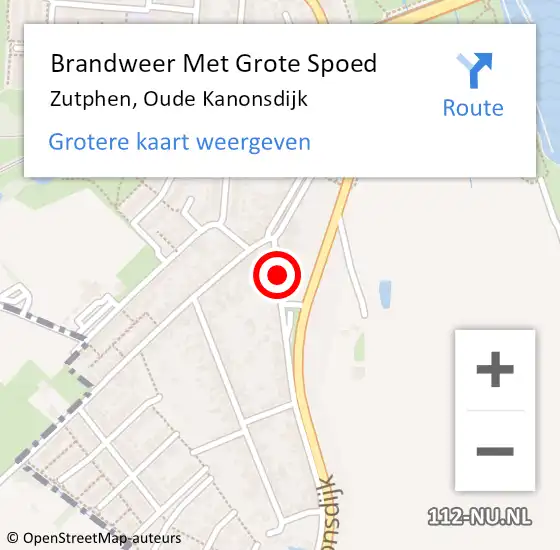 Locatie op kaart van de 112 melding: Brandweer Met Grote Spoed Naar Zutphen, Oude Kanonsdijk op 26 maart 2017 11:46