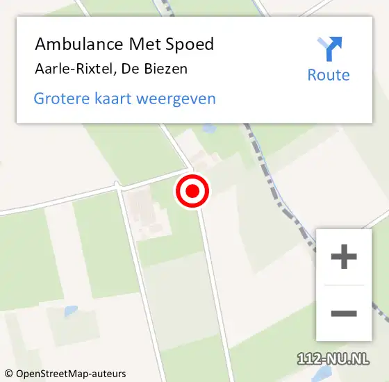 Locatie op kaart van de 112 melding: Ambulance Met Spoed Naar Aarle-Rixtel, De Biezen op 26 maart 2017 12:05