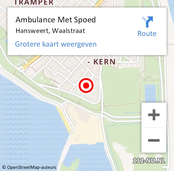 Locatie op kaart van de 112 melding: Ambulance Met Spoed Naar Hansweert, Waalstraat op 26 maart 2017 12:25