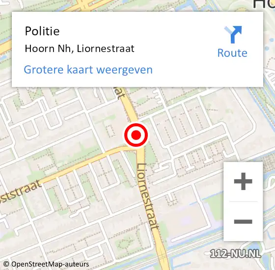 Locatie op kaart van de 112 melding: Politie Hoorn Nh, Liornestraat op 26 maart 2017 12:39